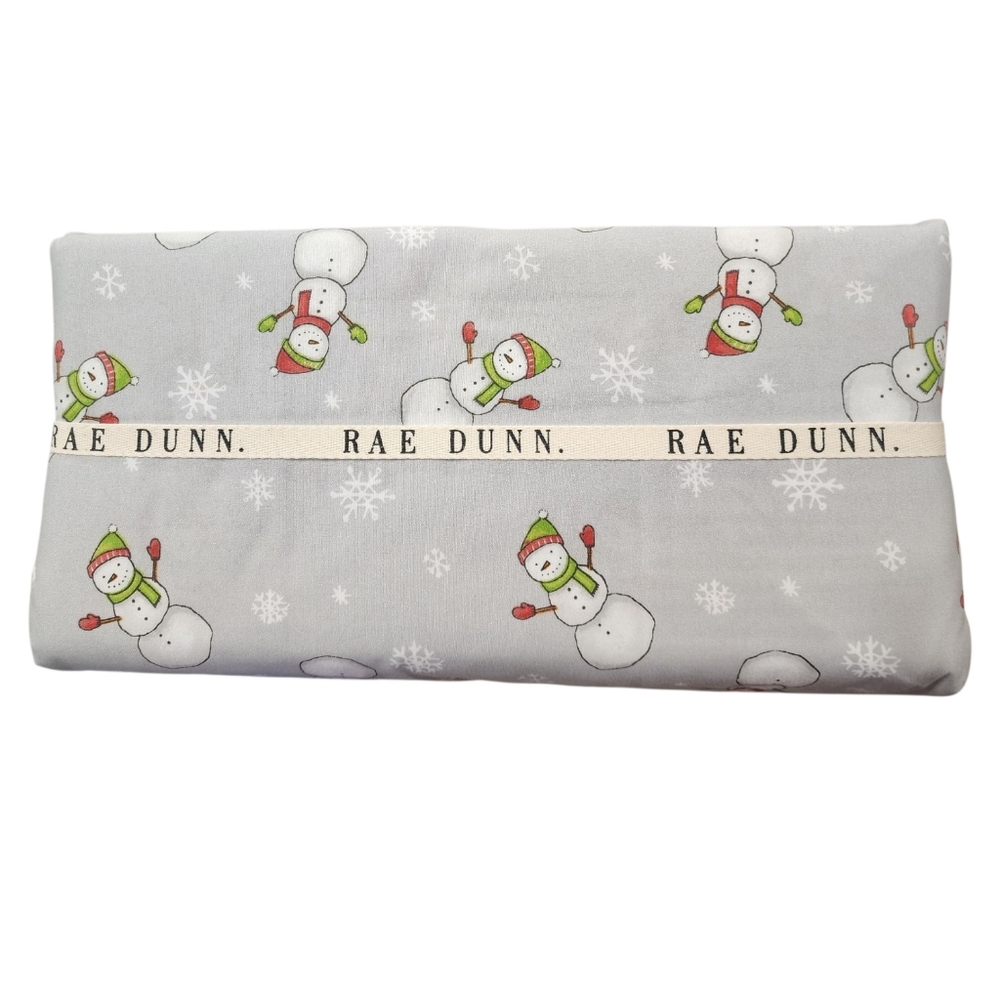Rae Dunn Queen Flat Sheet 90 In X 102 In Snowman Winter Snowflake Christmas